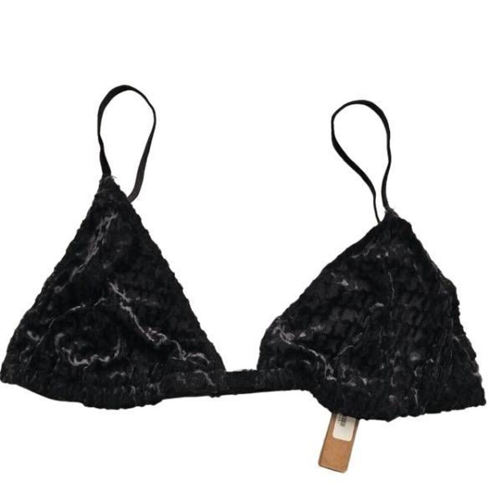 SKIMS FLOCKED‎ LOGO TRIANGLE BRALETTE NWT